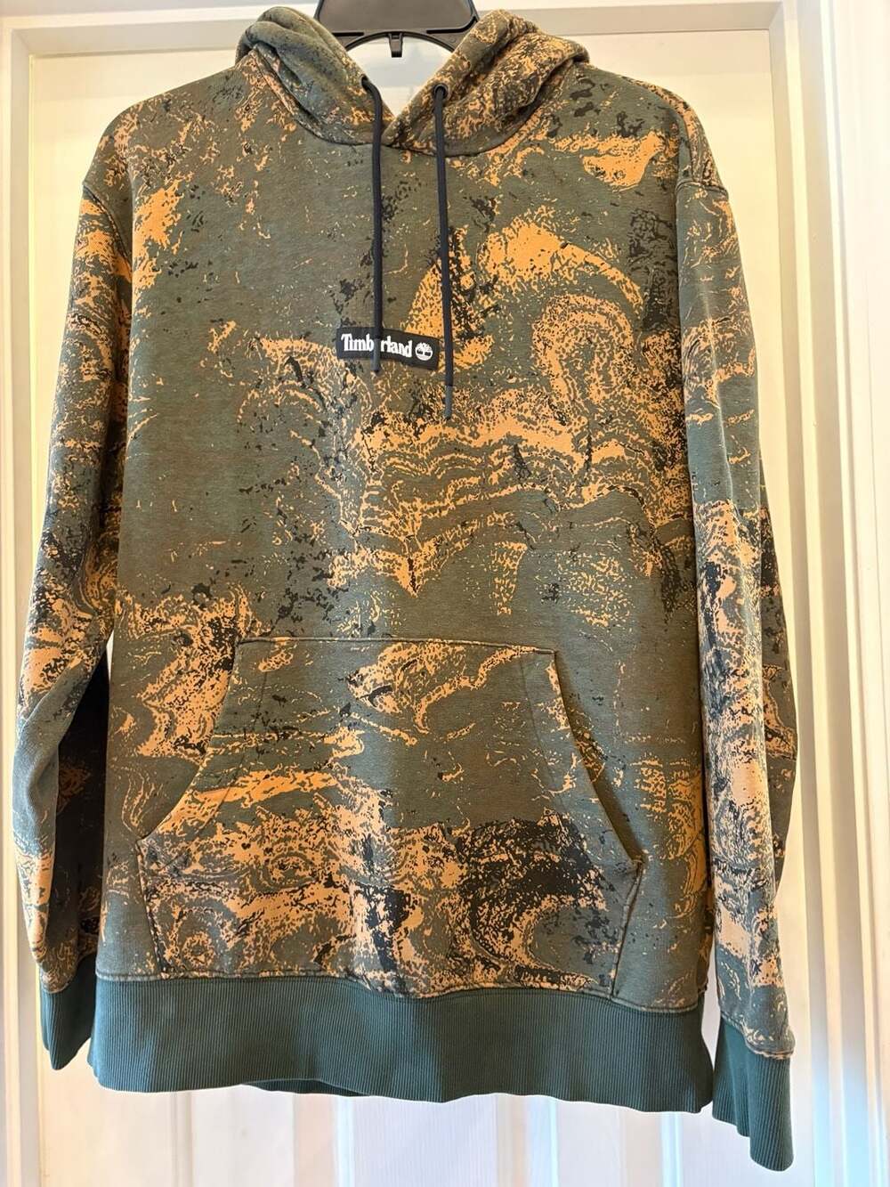 Timberland Rock Print Hoodie Green Camo Men's Large